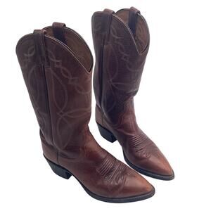 Dan Post Men's Western Cowboy Boots Brown Pointed Toe Pull On Size 7.5 D